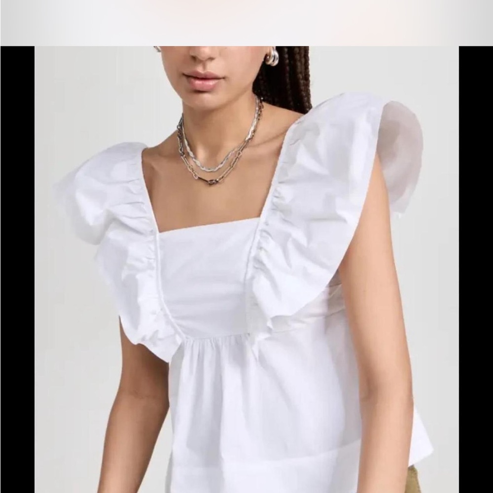 White Ruffled Women's Top